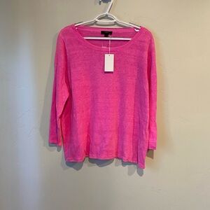 NWT J. Crew Fuchsia Hot Pink Linen Slouchy Top Size L